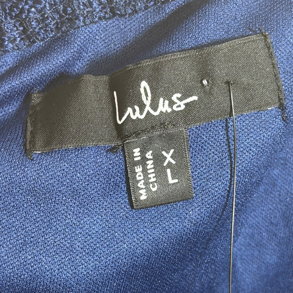 Lulus Perfected Aura Navy Jacquard Tie-Back Maxi Dress Gown XL Wedding Formal - Picture 4 of 13